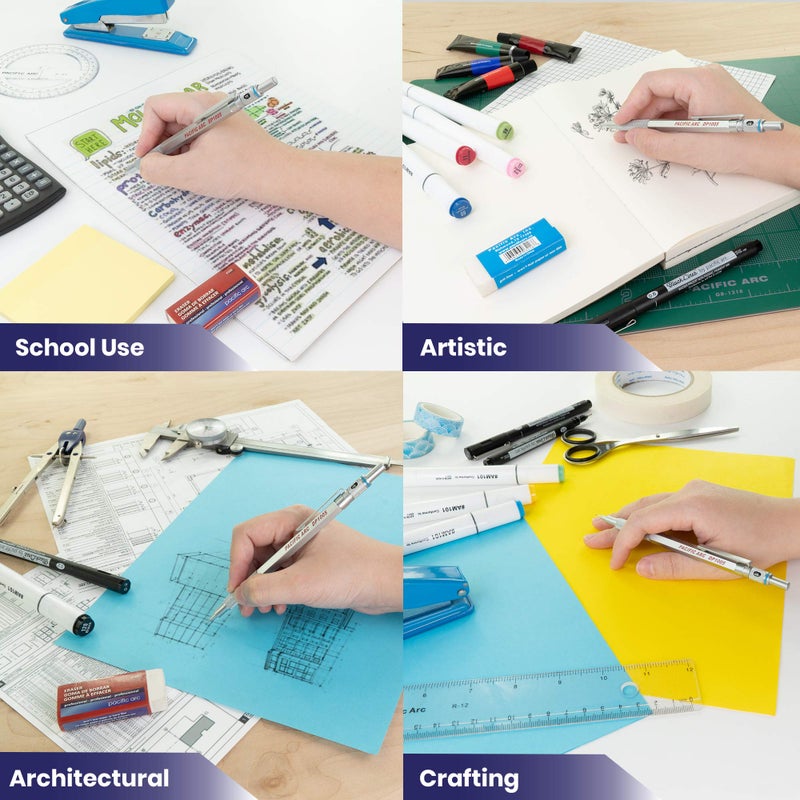 Pacific Arc Chromagraph Metal Mechanical Pencil .5 mm Silver Barrel Mechanical Pencil with Built In Lead Pencil Grade Indicator, Lead Pencil Holder for Drafting, Sketching, and Drawing - Image 5